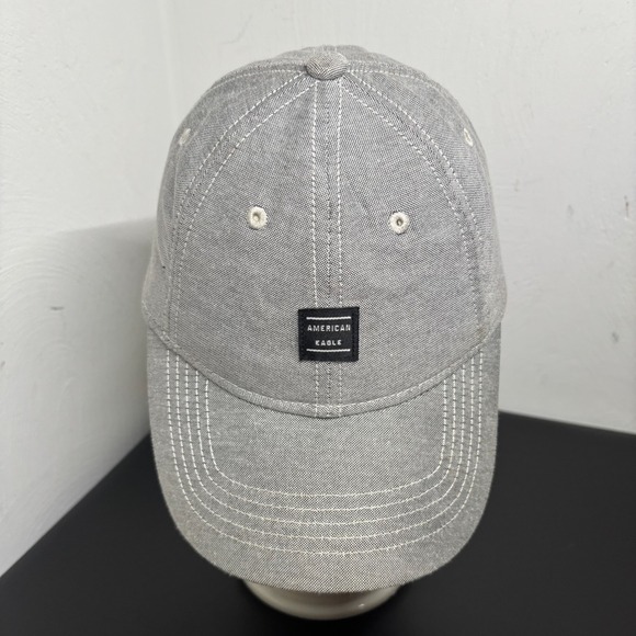 American Eagle Simple Patch 6 Panel Baseball Cap Unisex Adult OSFM Gray Hat - Picture 5 of 8